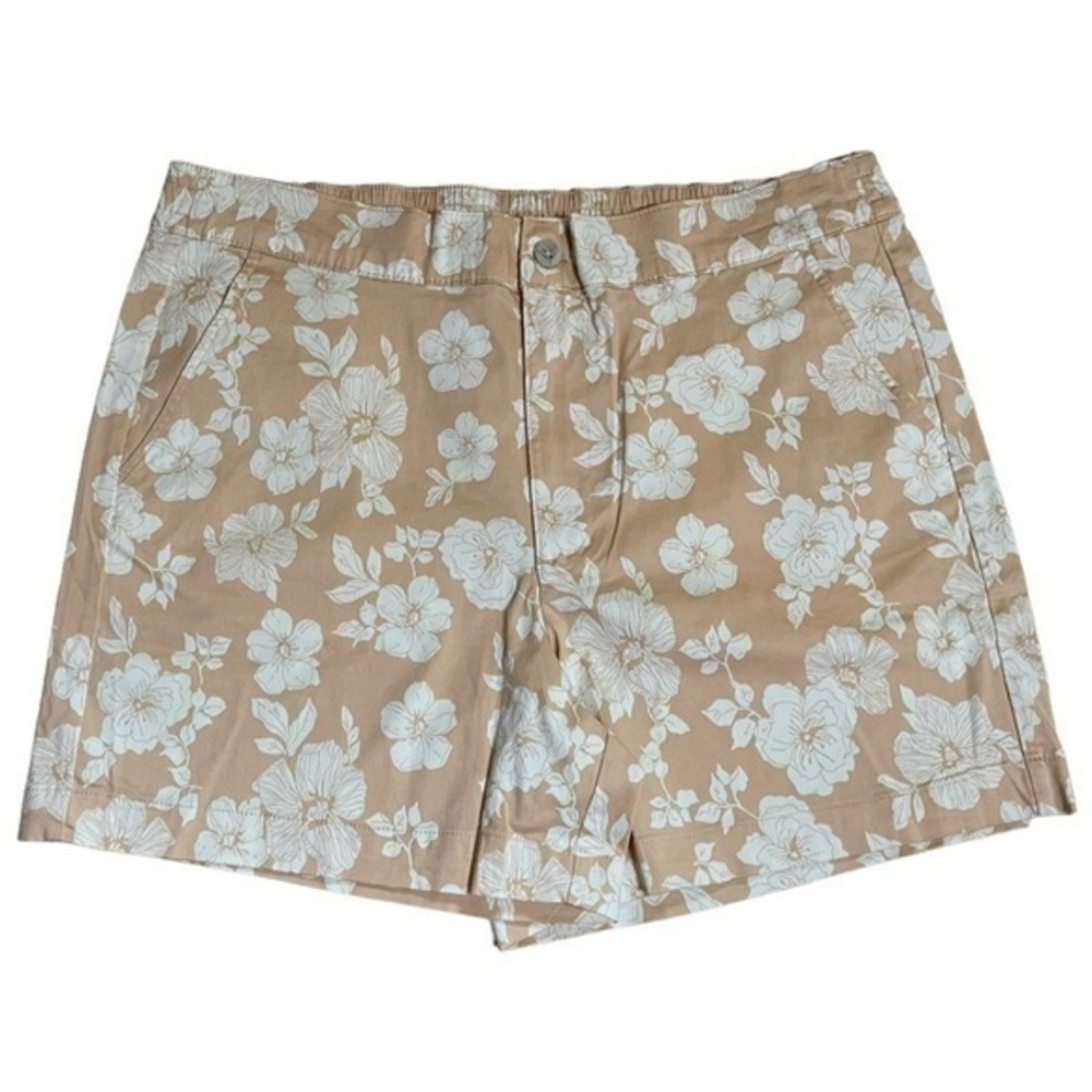 Jachs Girlfriend Ladies Printed Chino Shorts - Tan Floral - Size XXL - NWT